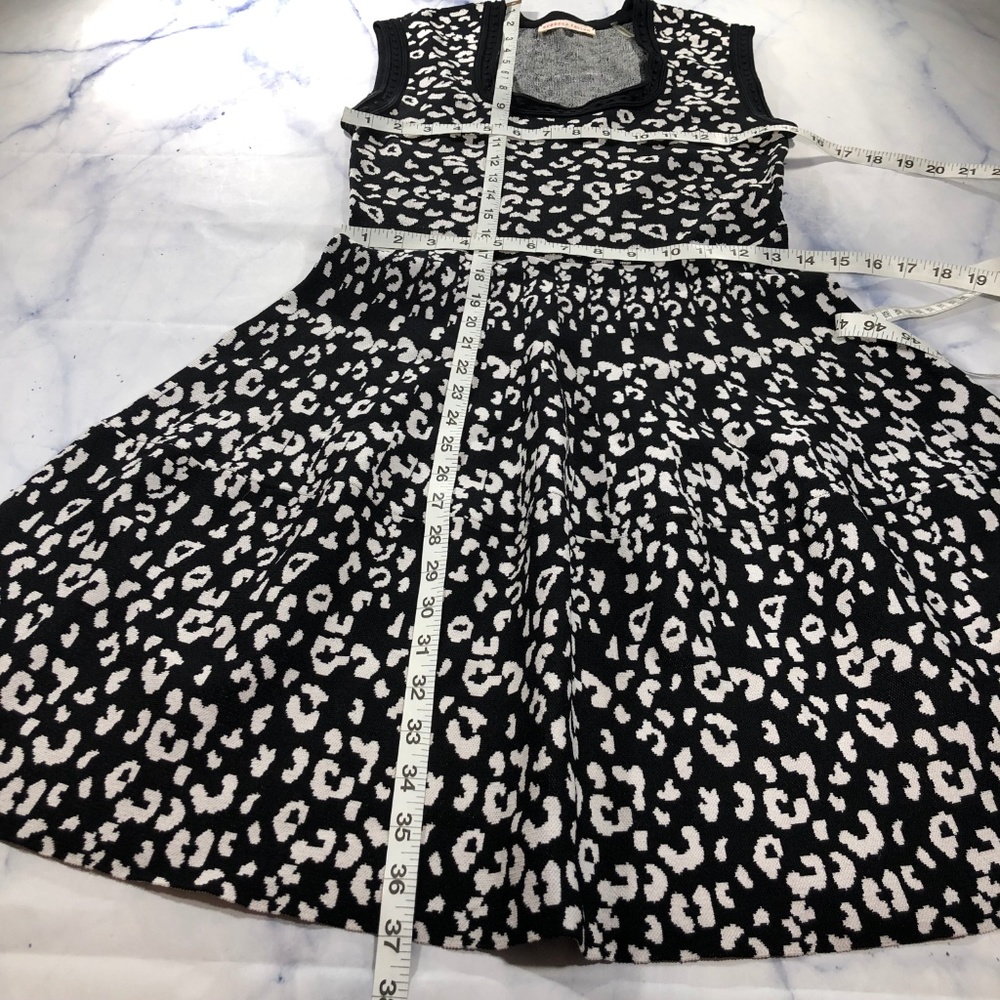 Rebecca Taylor Leopard Stretch Dress Black Knit - Picture 7 of 8
